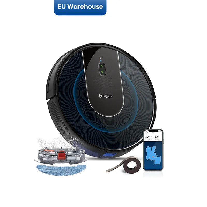 Bagotte Smart Floor Robot Vacuum Cleaner Mop Auto Intelligent APP Remote Control Wet and Dry Robotic Cleaner for Hotels MegaBDM