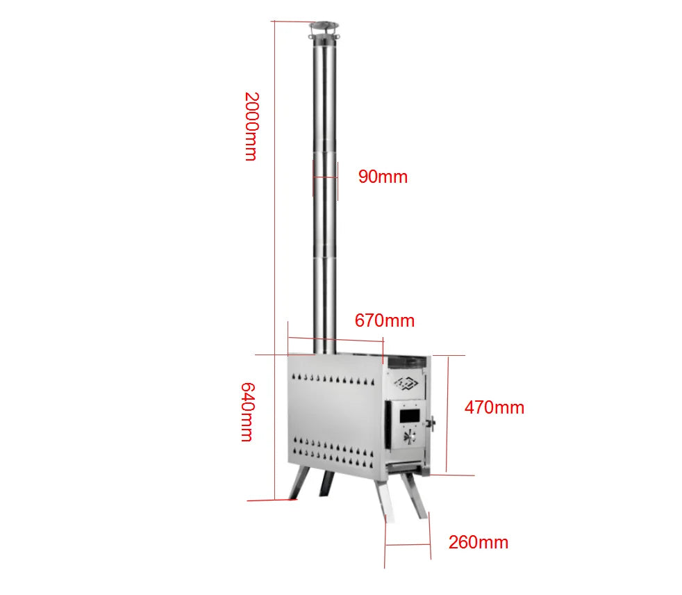 Easy to Use Modern Stainless Steel Wood Burning Stove with Transom Windows Customizable Size Outdoor Camping Indoor Sauna