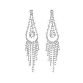 Hot Selling Factory Prices Vintage Drop Earrings with Long Tassel Fashion Full Diamonds and Rhinestones