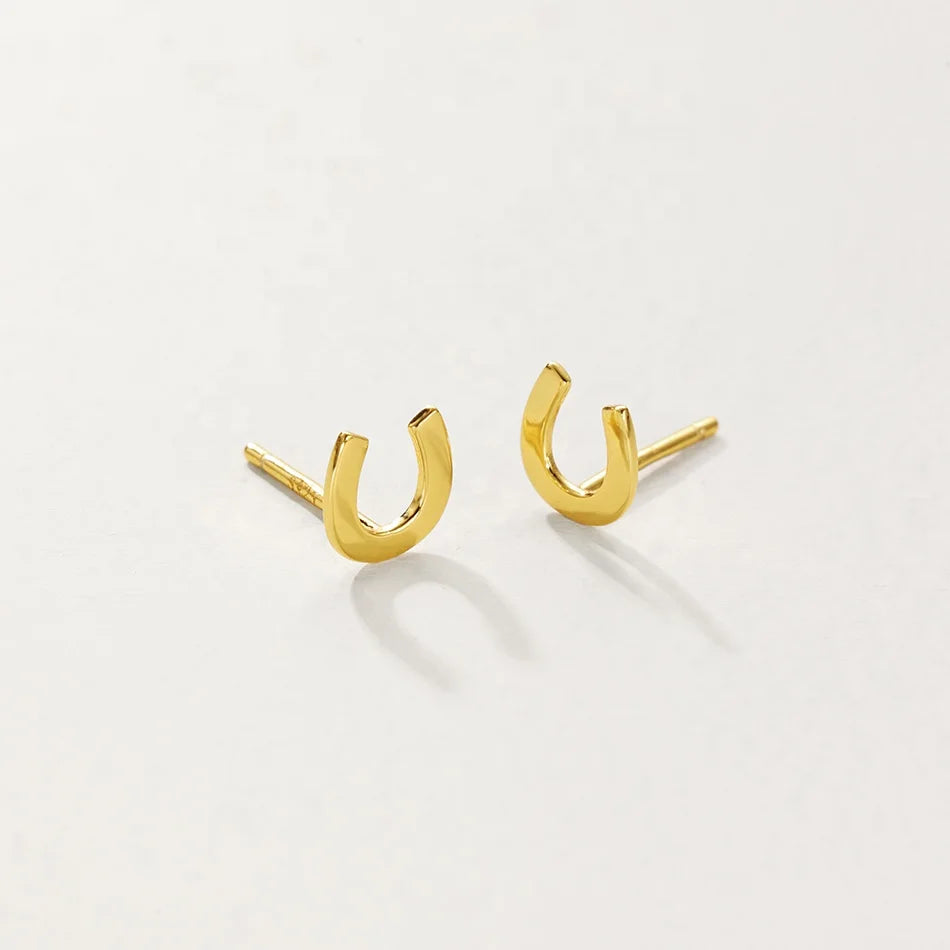 Nagosa 18k Gold Vermeil Custom Jewelry 925 Sterling Silver Mini Horseshoe Stud Earrings for Women