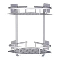 Durable Adhesive Aluminum Alloy Modern Dual Tier Corner Chrome Wall Mounted Shower Shelf & Caddy for Hotel & Home Use