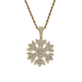 CN223 Brass Setting CZ Snowflake Pendant Iced Out Cubic Zircon Rope Chain Necklace Hip Hop Gift Jewelry MegaBDM