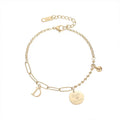 Ins Popular Stainless Steel Bracelet Link Chain Disc Pendant Bracelets