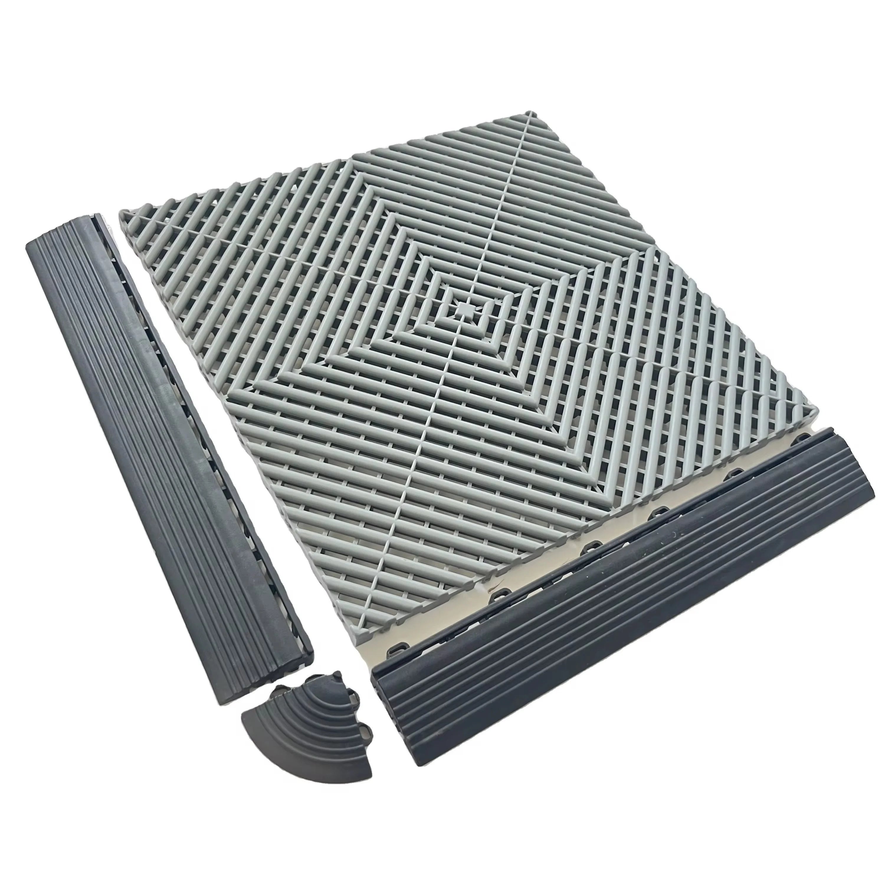 Modern Style Plastic Vented Modular Floor Tiles Car Wash Garage Floor Tiles Edge
