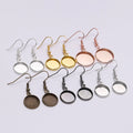 10pcs/bag 10-25mm Tray Bezel Cabochon Earring Hook Blank Setting Round Pendant Ear Base Findings for Glass Cameo Jewelry Making