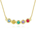Luxury 925 Sterling Silver Birthstone Colored Zircons Necklace 18k Gold Women Fashion Gemstone Necklace