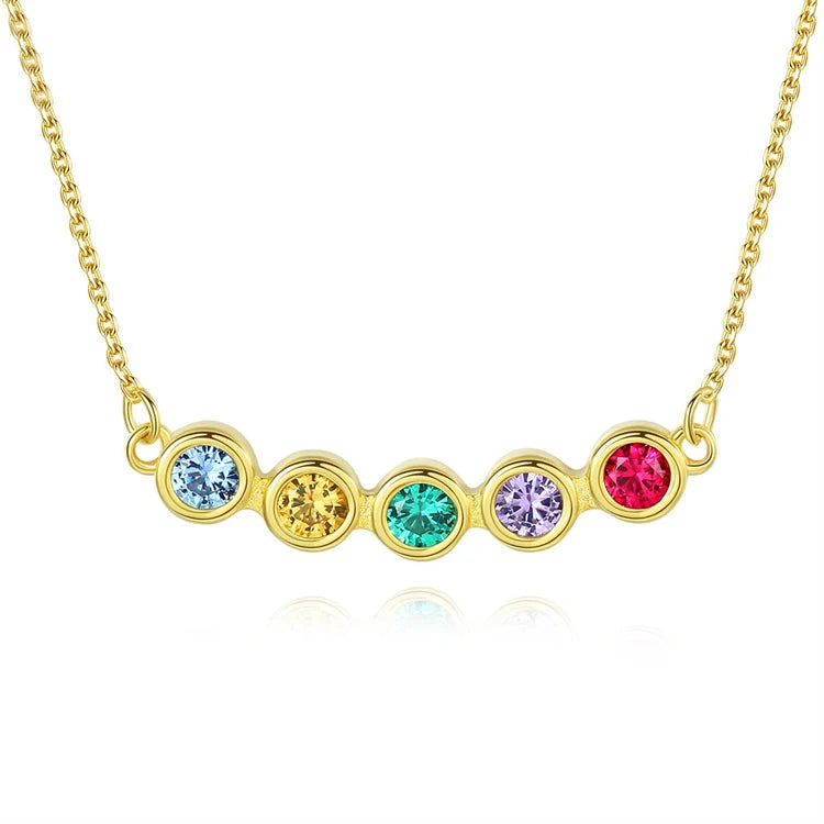 Luxury 925 Sterling Silver Birthstone Colored Zircons Necklace 18k Gold Women Fashion Gemstone Necklace