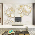 Customized 3d Wallpaper Flowers Mural Luxury Wallpaper Swan Jewelry Flower Mural Living Room Wall Decorative Mural