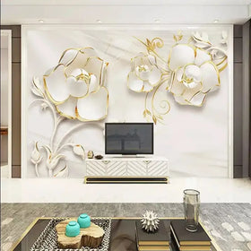 Customized 3d Wallpaper Flowers Mural Luxury Wallpaper Swan Jewelry Flower Mural Living Room Wall Decorative Mural