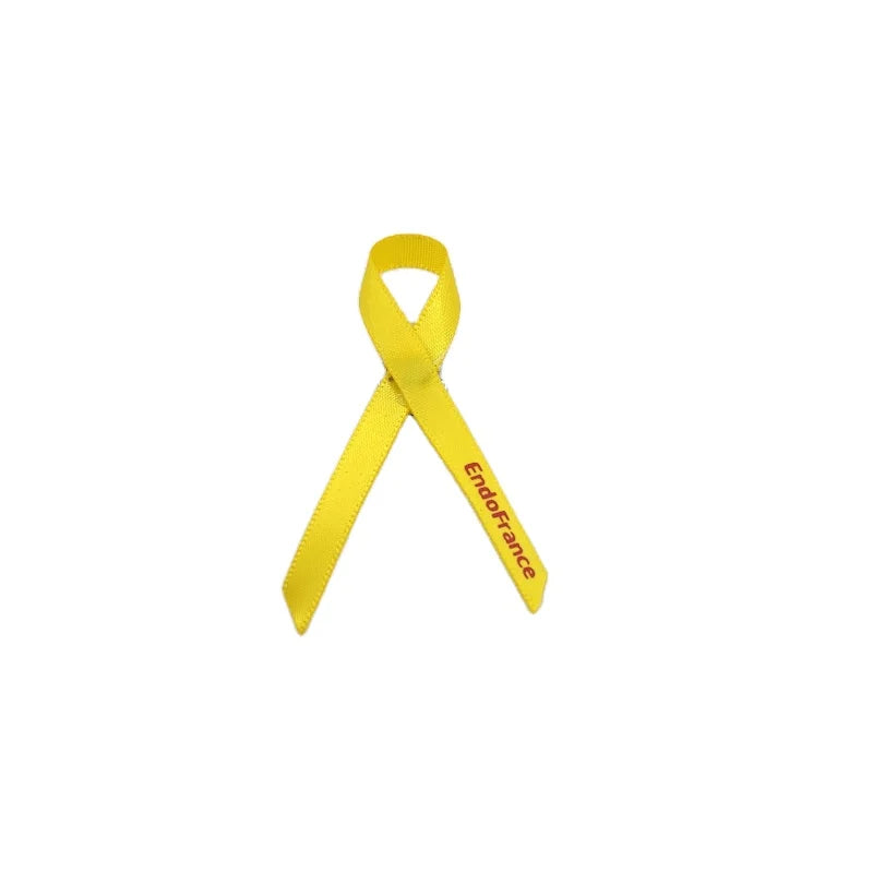 Yellow ENDOFRANCE Printed Satin Ribbon with Single Face Eco-Friendly Pin Brooch Awareness Heart 1/4" Width