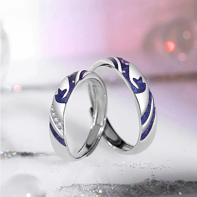 S925 Silver Plated Star Romantic unicorn Couple Ring Open Rings for Women Men Wedding Engagement Wedding Jewelry