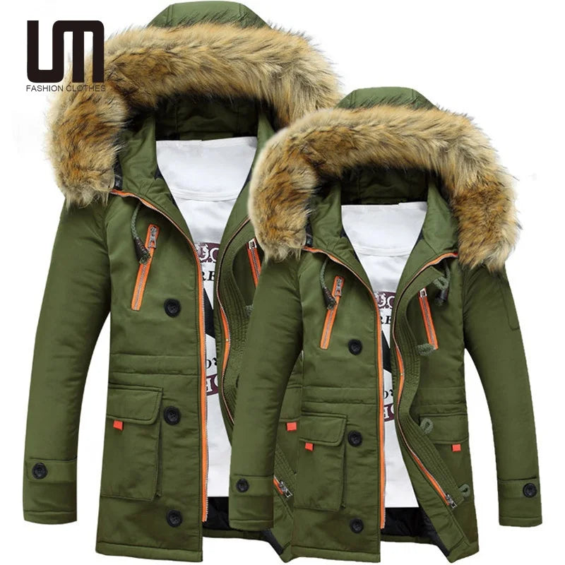 OEM ODM Good Quality Wholesale Men s Winter Cotton Warm Parkas Hoodies Fur Collar Plus Size 8XL Jackets Coat