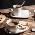 Custom LOGO Japanese Style Ceramic 180ML Cappuccino Coffee Cup and Saucer Set With Spoon Vintage Pottery Breakfast Milk Tea Mug