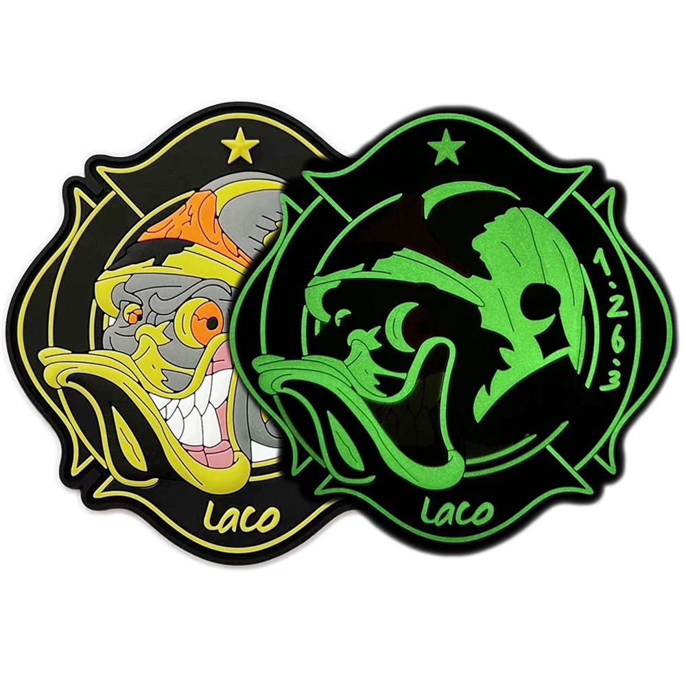 Custom Heat Transfer Pvc Logo Silicone Patch Badge Rubber Hook Loop Morale Tactical Glow in the Dark Patch