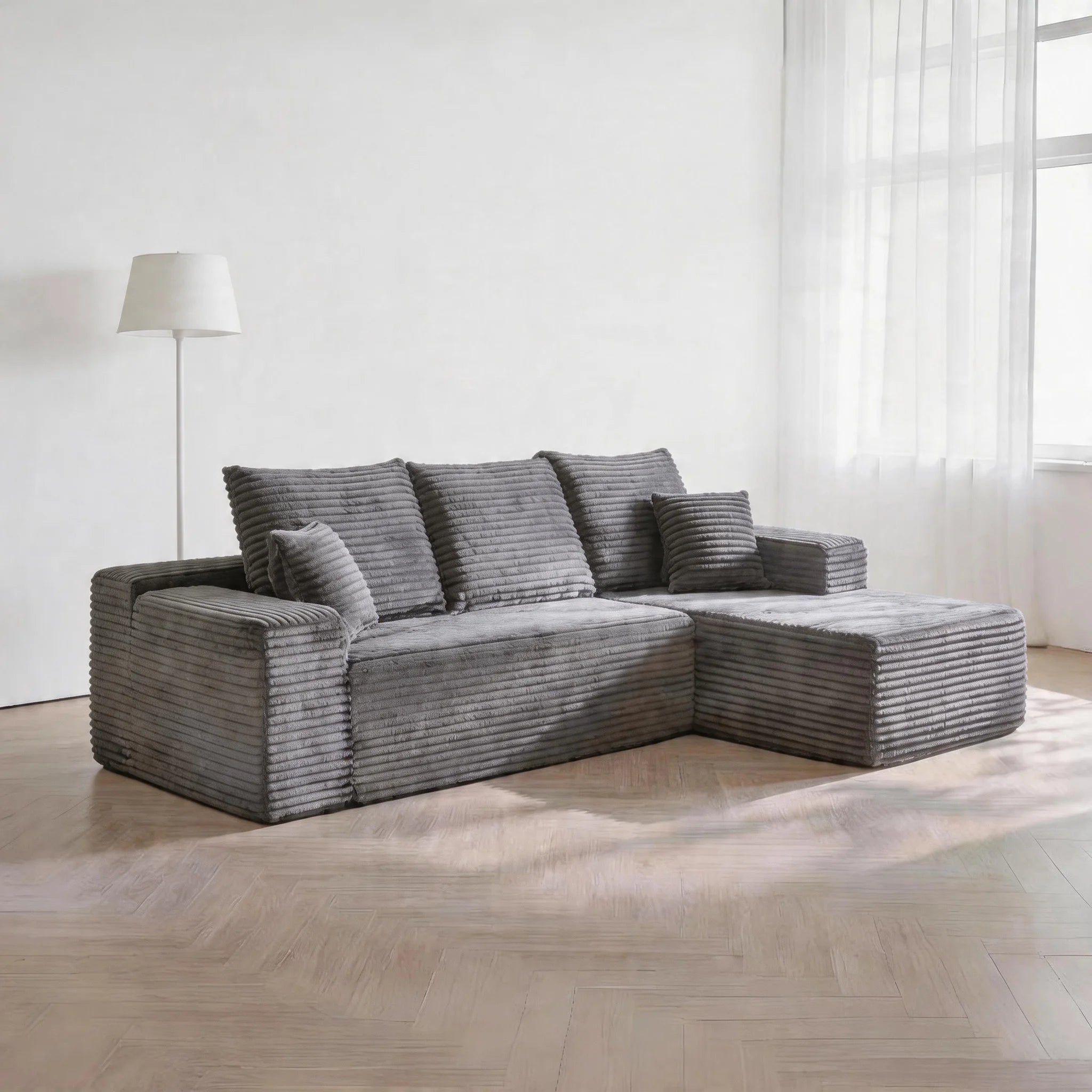 L-Shape Luxury Modern High-Compression Fabric Three-Seater Sectional Sofa Multi Color Options for Apartment & Hotel Use