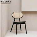 WISEMAX FURNITURE Modern French Design Hotel Restaurant Furniture Rattan Dining Chairs Solid Wood Leisure Chairs