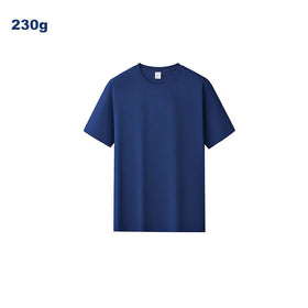 230 Gsm 100% Cotton Knitted Regular Fit Basic Tee Shirt Custom Crew Neck Short Sleeve Screen Printed Solid Men's T-shirt
