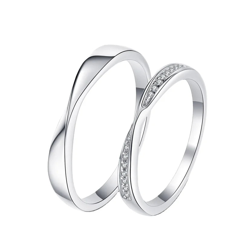 Factory Wholesale Fine Jewelry 925 Sterling Silver X Shape Trendy Style Stackable Ring Moissanite Ring for Couple
