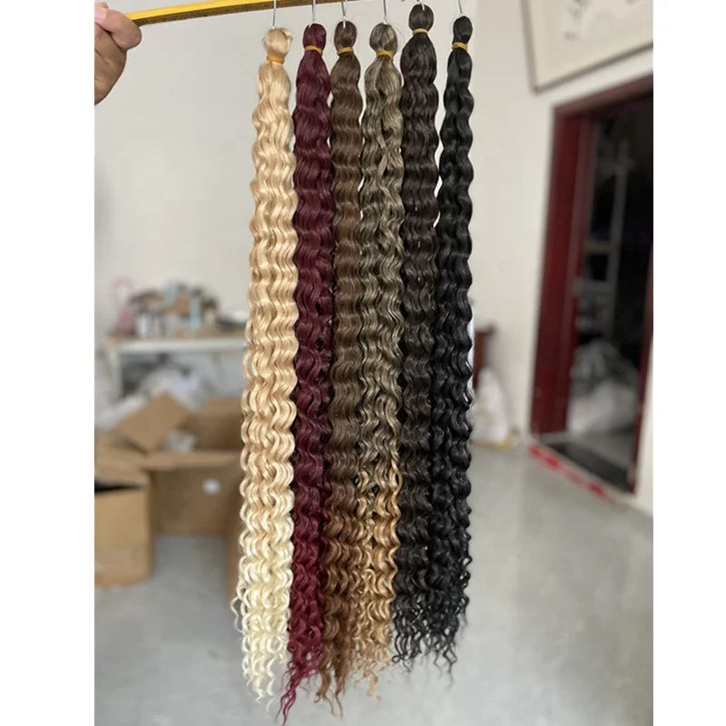 28 Inches Bundles Crochet Braiding Bulk Deep Twist for Boho Braids Soft Bouncy High Temperature Fiber Extensions Single for