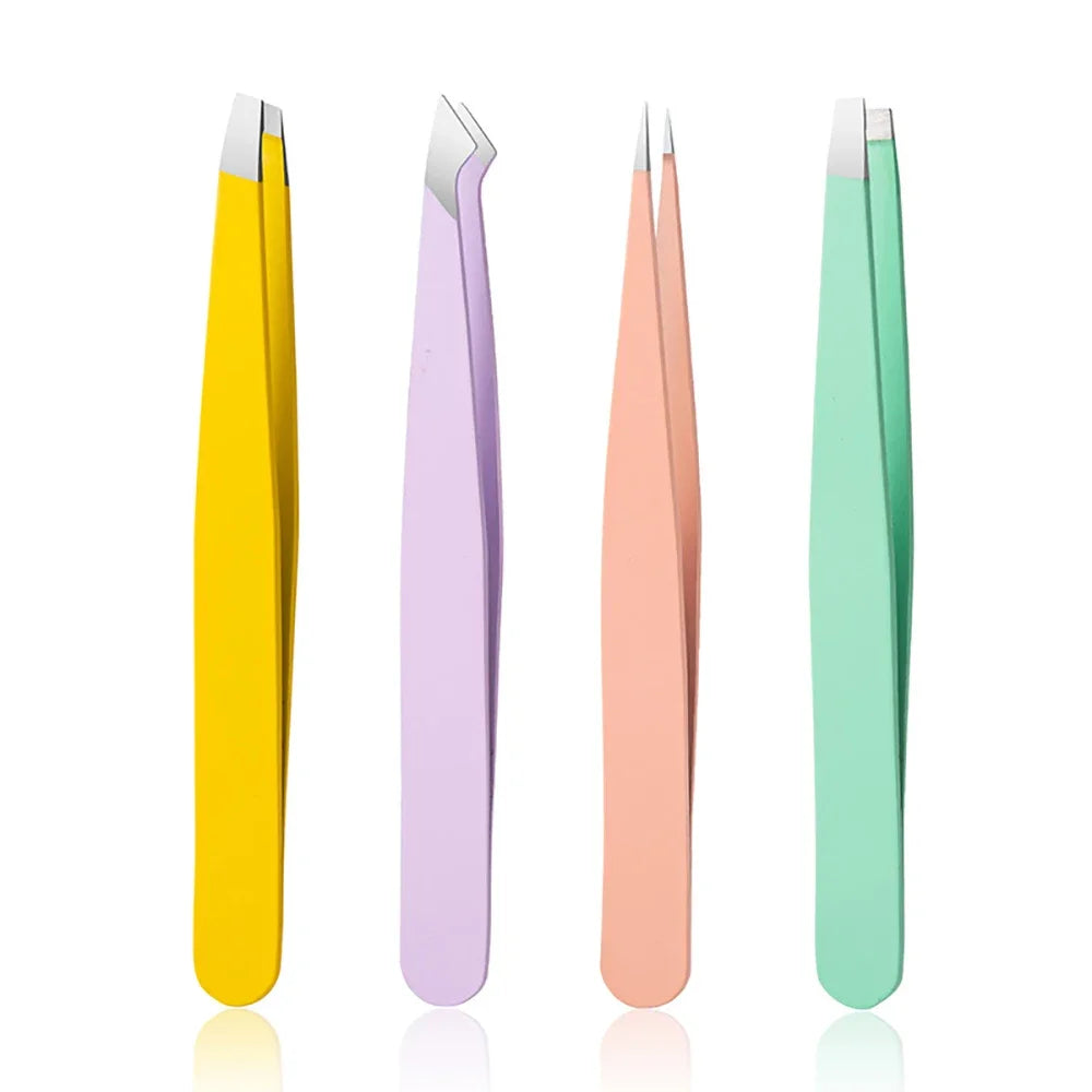 Professional Quality Stainless Steel Eyebrow Hair Removal Tweezers Makeup Tools for Eyelash Extension and Beard Plucking