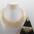 4 Piece Womens Gold Plated Pictures Necklace and Earrings Jewelry Set Luxury Jewelry Set in Dubai Gold