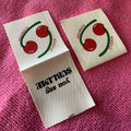 Cherry logo Matte Surface Loop Fold Cotton Labelwashing Care Instruction Neck Cotton Label for Children Clothing