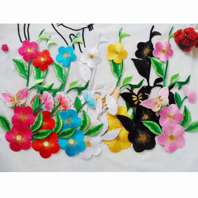 Diy Embellished butterfly Flower Embroidery Patch Sticker Garment Jeans Costume Fashion Decorative Iron-on Patches Applique