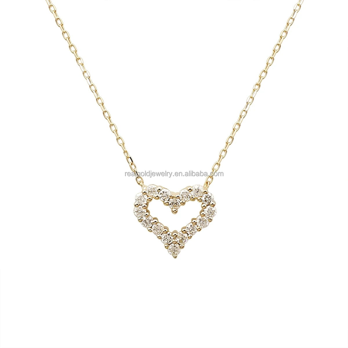 Luxury 14K Solid Gold Lab Diamonds Necklaces AU585 Moissanite Love Heart Shape Pendant Necklace Good Fine Jewelry