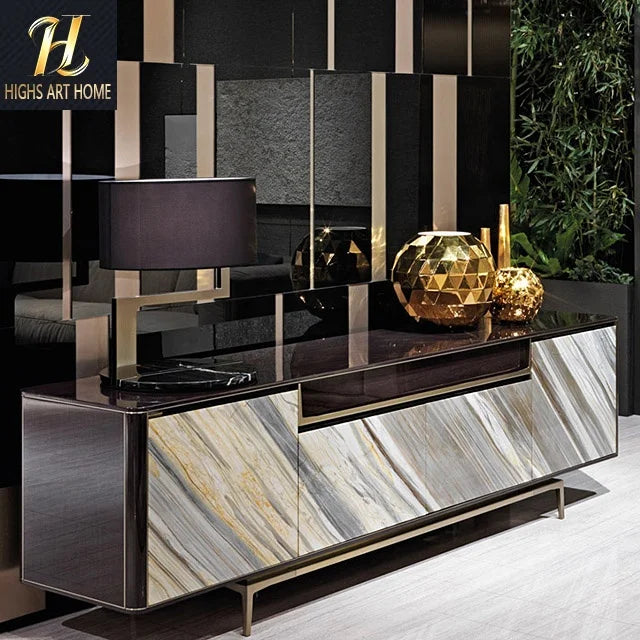 High Quality Tv Cabinet With Drawer Luxury Villa Modern Simple Marble Texture Locker Living Room Furniture