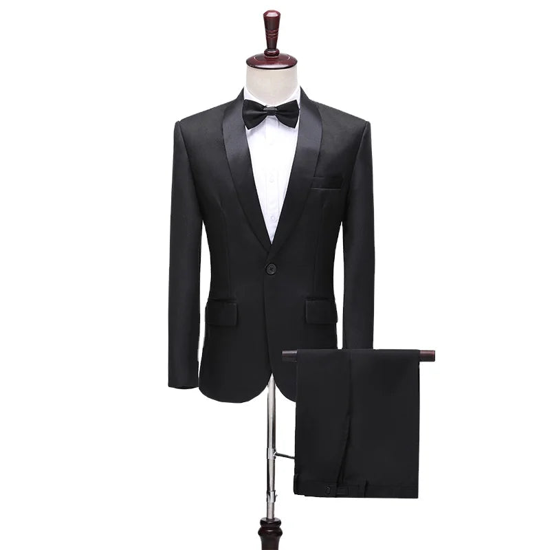 2024 Costume Promotional Men's Anti-Wrinkle Waterproof Worsted Fabric 2-Piece Tuxedo Suit for Magician Stage Performance Singer