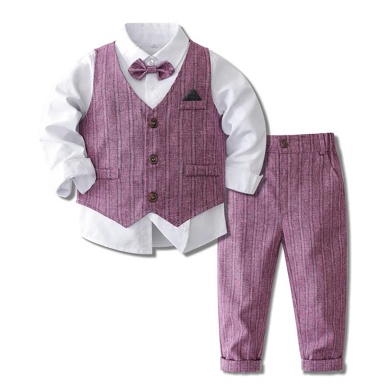 Supply Boy Formal Suit for Wedding Stripe Vest Kids Two Piece Sets Boys Popular Boys Formal Suit