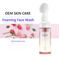 OEM Private Label Natural Rose Foaming Face Wash Deep Cleansing Brightening Face Foam Cleanser with Brush
