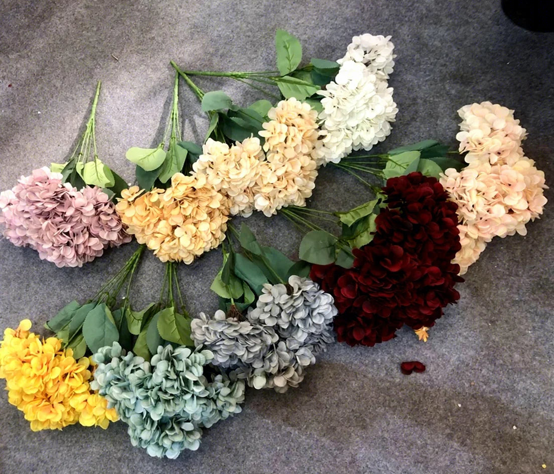 BH210313-8 LUCKYGOODS Super Realistic Colorful Artificial Plant Flower bunch Hydrangea for Wedding Party Decoration