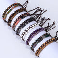 New Fashion 2pcs One Set Lovers Natural Stone Weave Cylinder Shape Macrame Adjustable Bracelet Men Women JBS3460