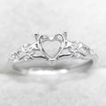 Semi Mount 6*6mm Sterling Silver Ring Heart Shape Empty Frame Blank Support Claw Setting S925 Base Without Center for DIY Inlay
