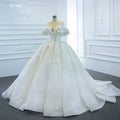 Jancember RSM67162 Luxury Off Shoulder Lace Applique Ball Gown Bridal Wedding Dress