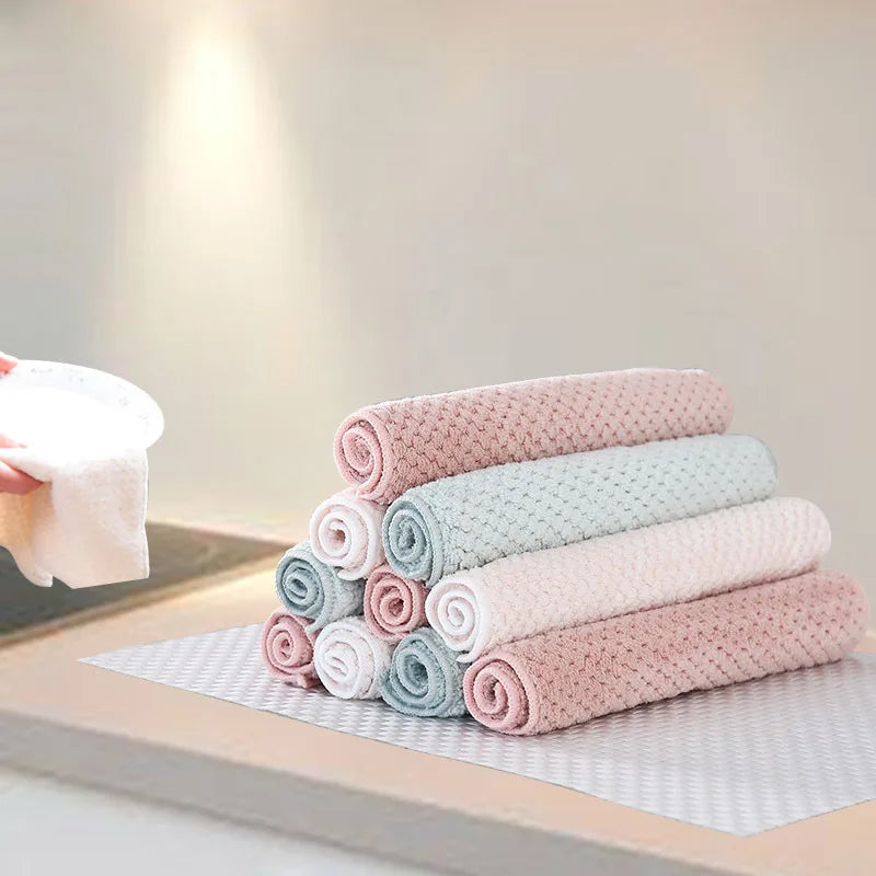 Factory Wholesale Cleaning Towels Micro Fibre Double Sides Coral Fleece Cleaning Cloths Microfiber Towel for Kitchen
