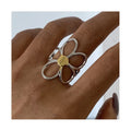 ERESI Delicate Jewelry Two Color Tones 18K Gold Plated Stainless Steel Dainty Irregular Flower Stacking Opening Ring for Women
