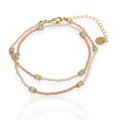 Wholesale Brass Natural Gradient Orange Opal Light Blue Crystal Real Gold Plated Trendy Adjustable Beaded Necklace for Women