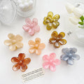 KUACHI Wholesale Plastic Big Flower Hair Claw Korean Version Large Sweet Girl Clear Hair Clip Claw Custom Hair Claws for Women