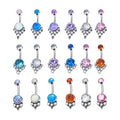 ASTM F136 G23 Titanium Belly Button Rings 14G Natural Opal Zircon Inlay Internally Thread Navel Body Piercing Jewelry