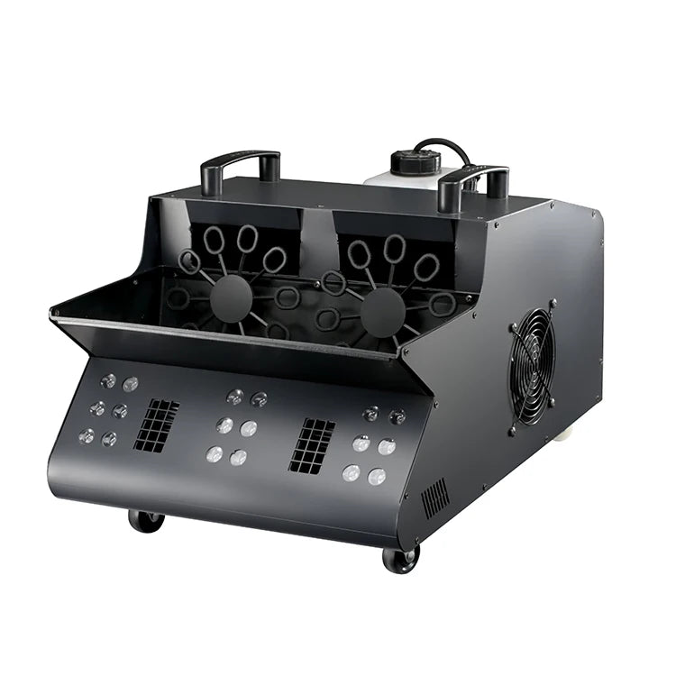 1500W Bubble Machine 18X3W Rgb Stage Equipment Dual Wheel Fog Machine Smoke Bubble Machine