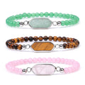 New Design Natural tiger Eye Stone Crystal Wood Bead Beaded Bracelet Silver White Crystal 4mm Ball Bead Bracelet