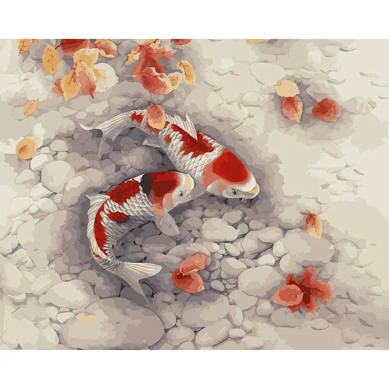 CHENISTORY DZ99041 Beautiful Fish in Pond - DIY Painting by Numbers Kit for Dropshipping with Wholesale