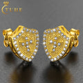 Hot Popular 18k Gold Plated 925 Sterling Silver Cross Pattern Ear Vvs Moissanite Diamond Men Shield Stud Earrings