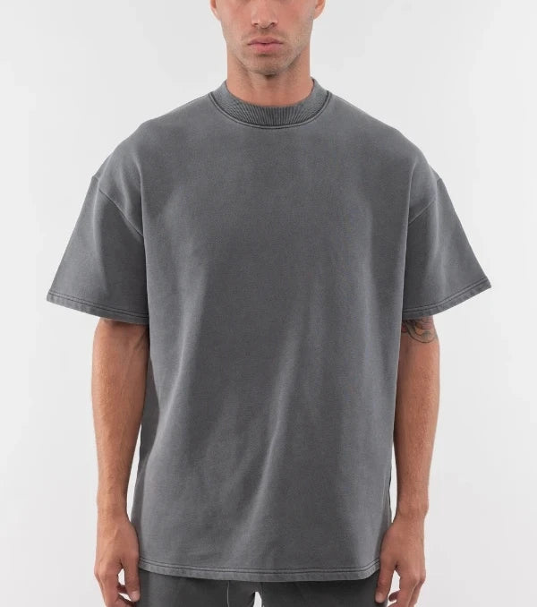Custom Logo 300gsm Heavyweight T-shirt 100% Cotton Foam Print Oversized Boxy Streetwear Tee