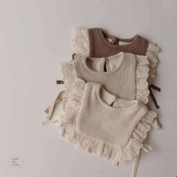 Baby Girl Lace Princess Bibs Boy Saliva Towel New Spring Toddlers Kids Clothes Accessories Solid Color Infants Thicken Vest