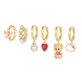 New Design Cartoon Cute Girl Bear Love Earring Set18K Gold Plated Brass Earrings Fashion Jewelry Small Animal Earrings for Women