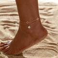 Summer Beach Designer High Quality Stainless Steel PVD Real Gold Plated Layered Good Luck White Shell Clover Anklets Foot Chains