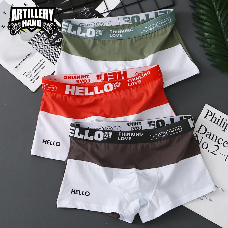 Wholesale Men Briefs Color Collocation Loose Plus Size Men's Boxers Soft Breathable Letter Belt Boxer Shorts Underwear for Men